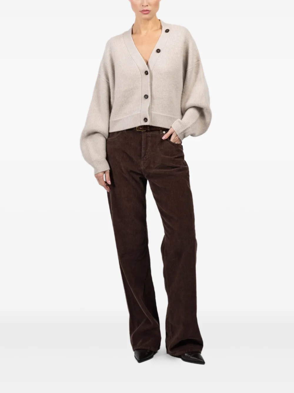 Le Kasha detachable-scarf V-neck cardigan | Cardigans | Image 2