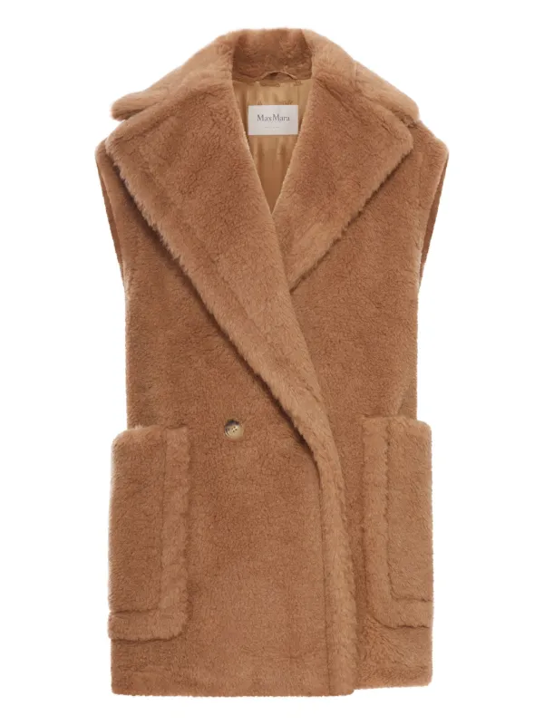 MARELLA ベージュ ボア ダブルブレスト ベスト コート MAX MARA Max Mara ファーダブルベスト | ニュートラル | FARFETCH JP