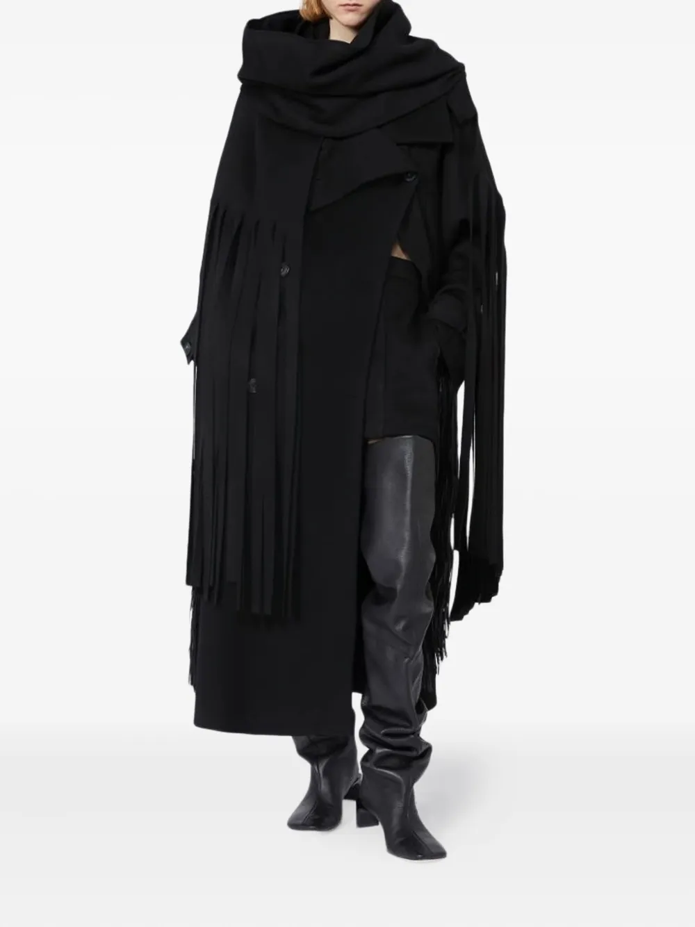 Sportmax Fringed Wool Scarf In Black