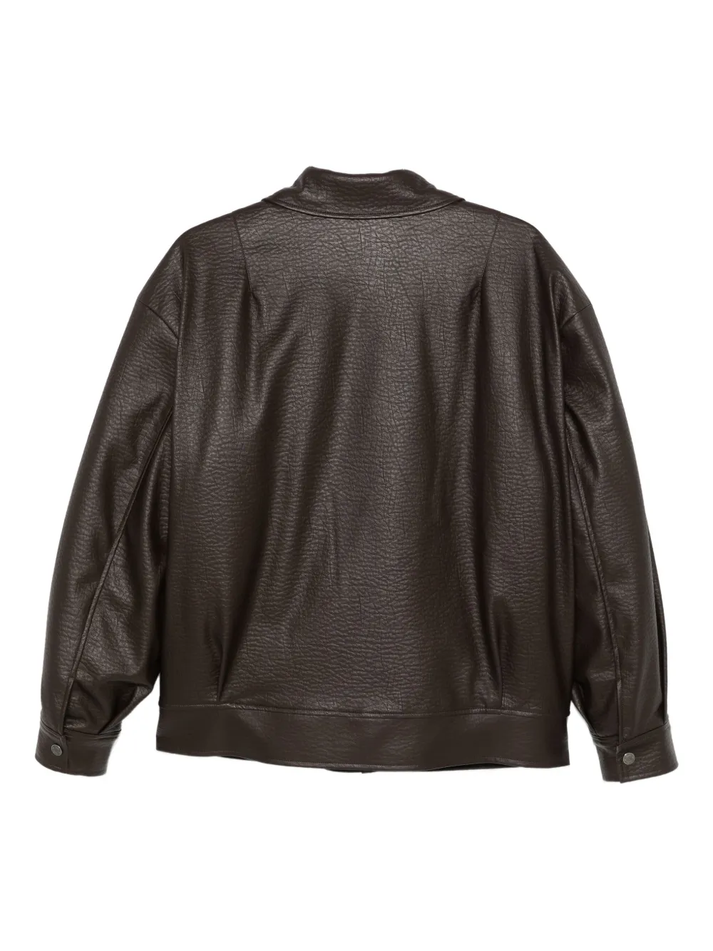 So Allure Flap-pocket Faux-leather Jacket In Brown
