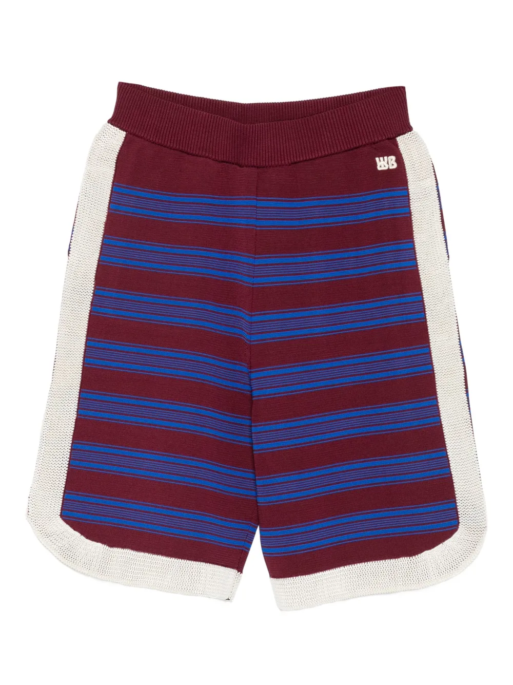 Wales Bonner Striped Knitted Shorts In Burgundy