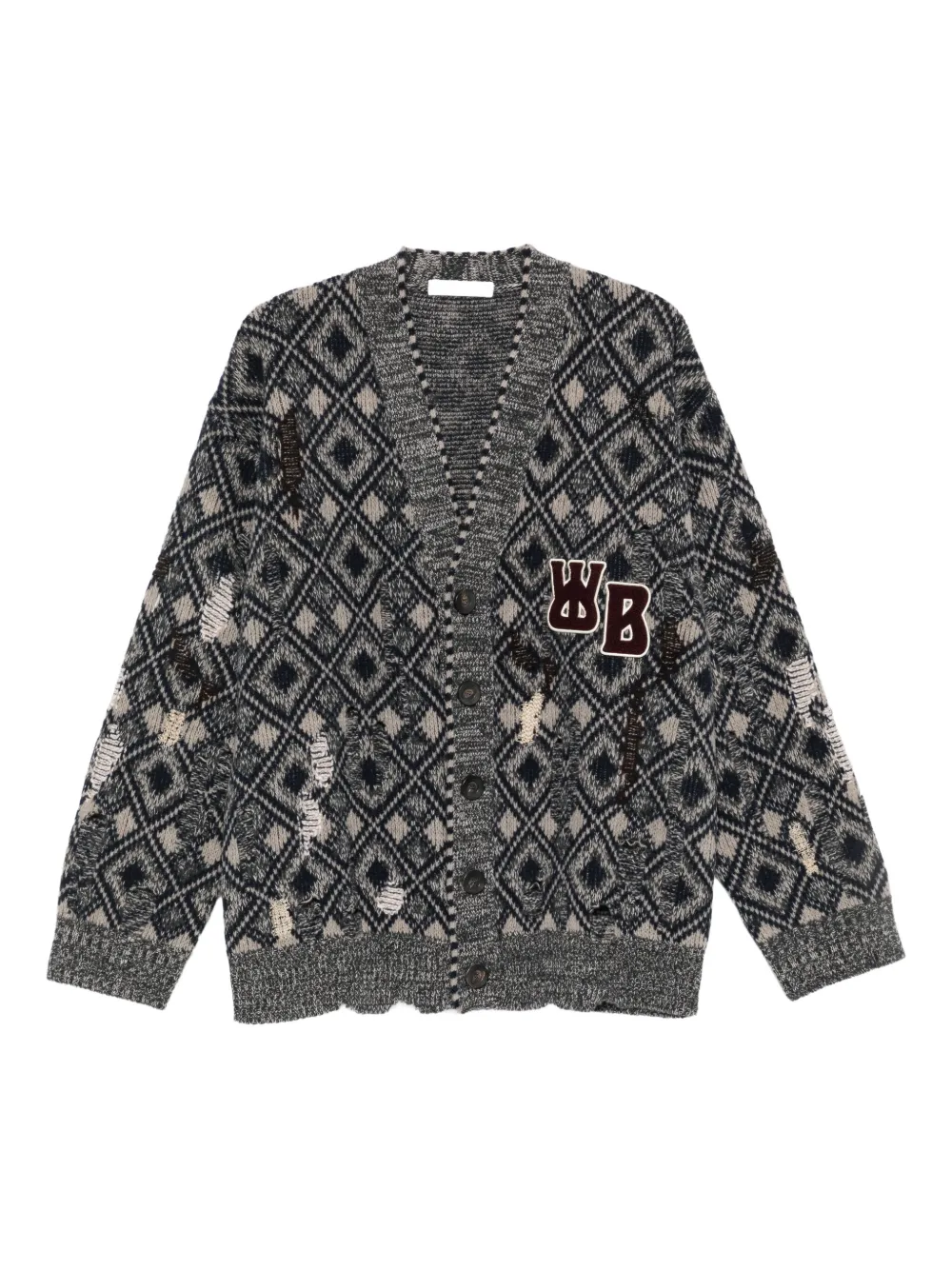 Wales Bonner Sibling Cardigan In Gray