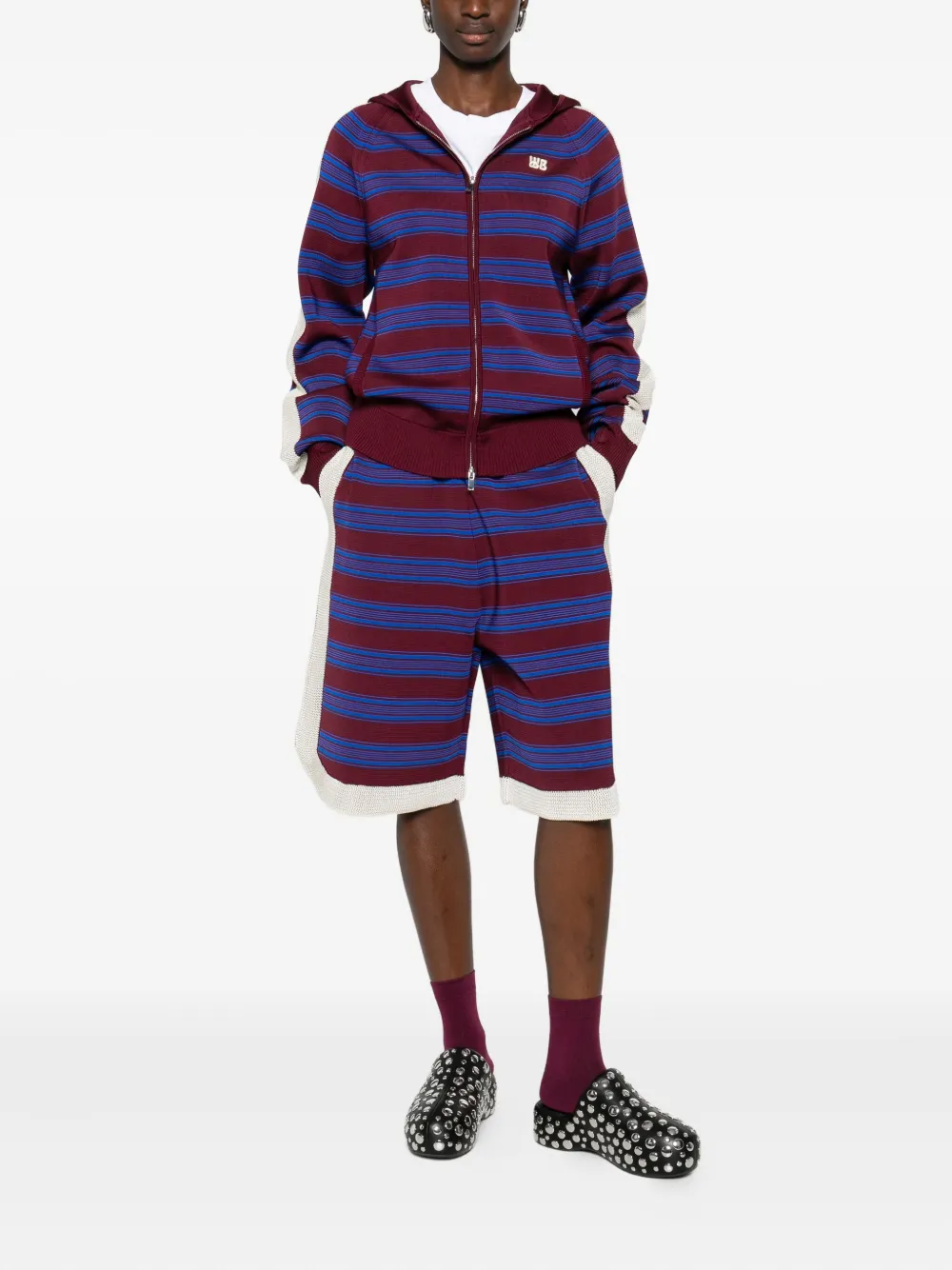 Wales Bonner striped zip-up hoodie - Rood
