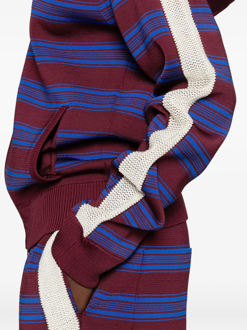 Wales Bonner Striped Zip-up Hoodie In Red