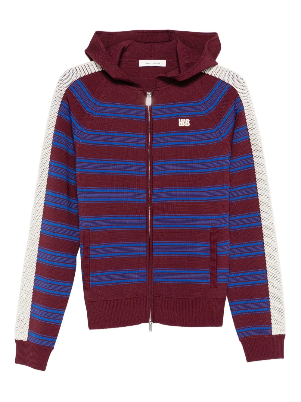 Wales Bonner Striped Zip-up Hoodie In Red