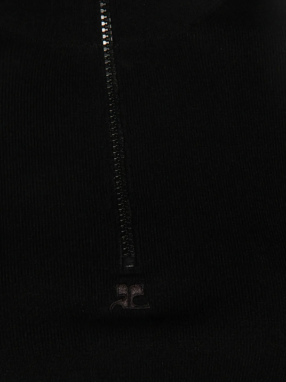 Courrèges Zipped Mockneck Sweater In Black