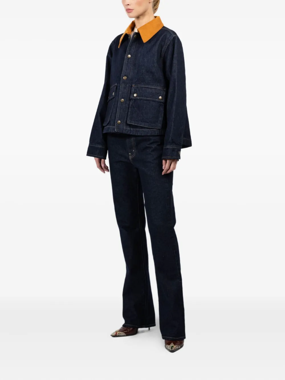 The Great The Denim Swingy Jacket Midnight Rinse In Blue