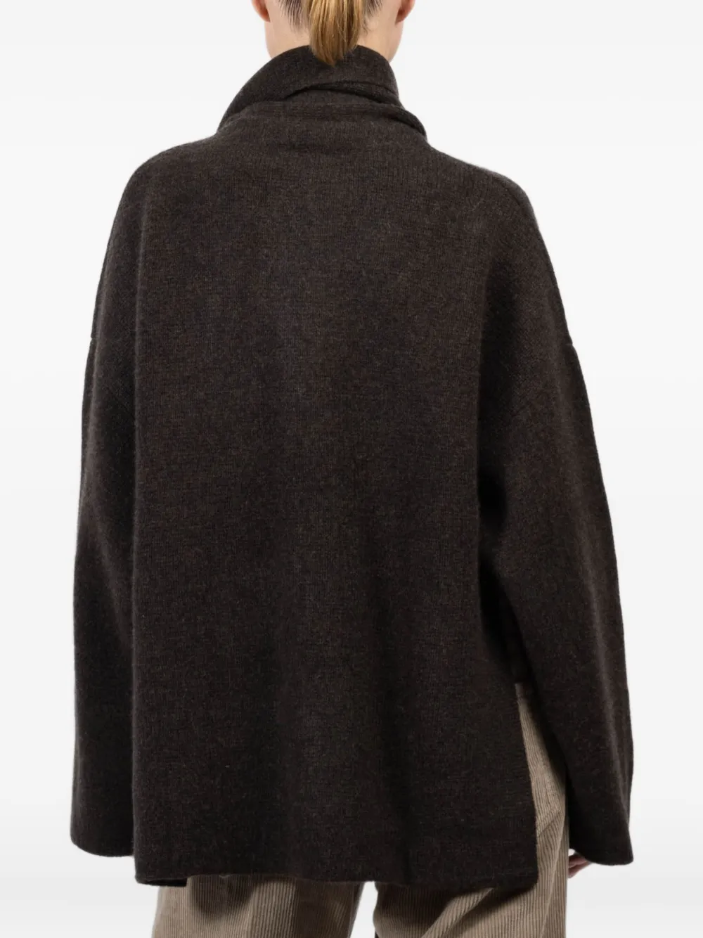 Le Kasha Attached-scarf Cashmere Cardigan In Brown