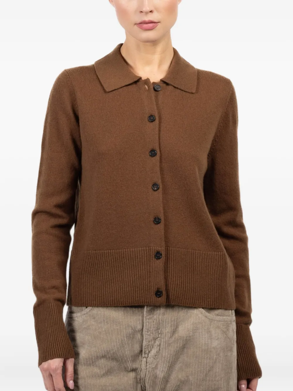 Le Kasha buttoned polo-neck cardigan | Brown | Image 1
