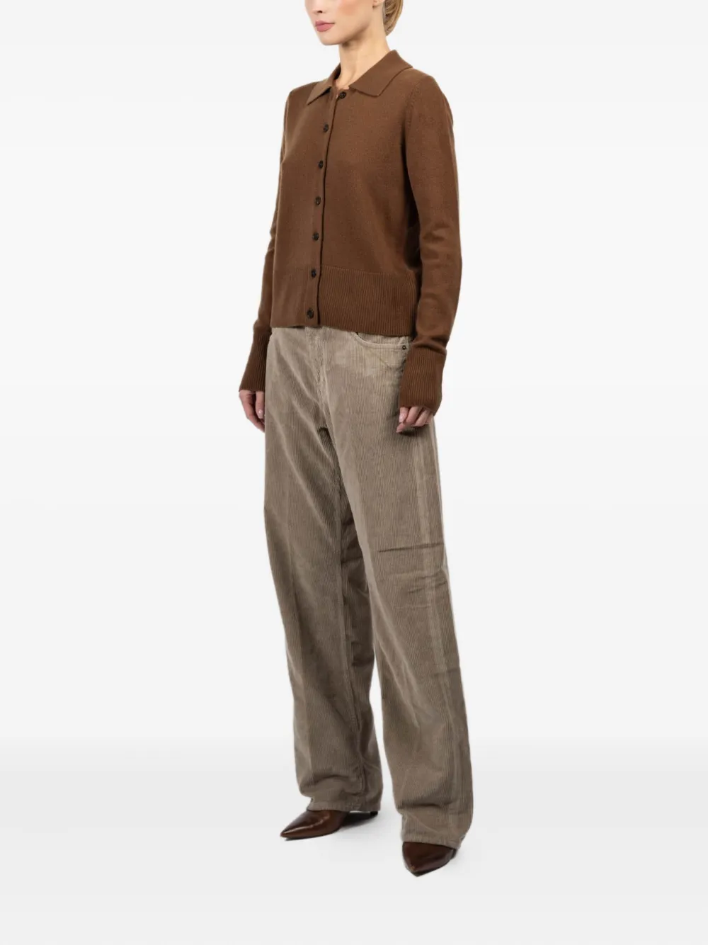 Le Kasha Buttoned Polo-neck Cardigan In Brown