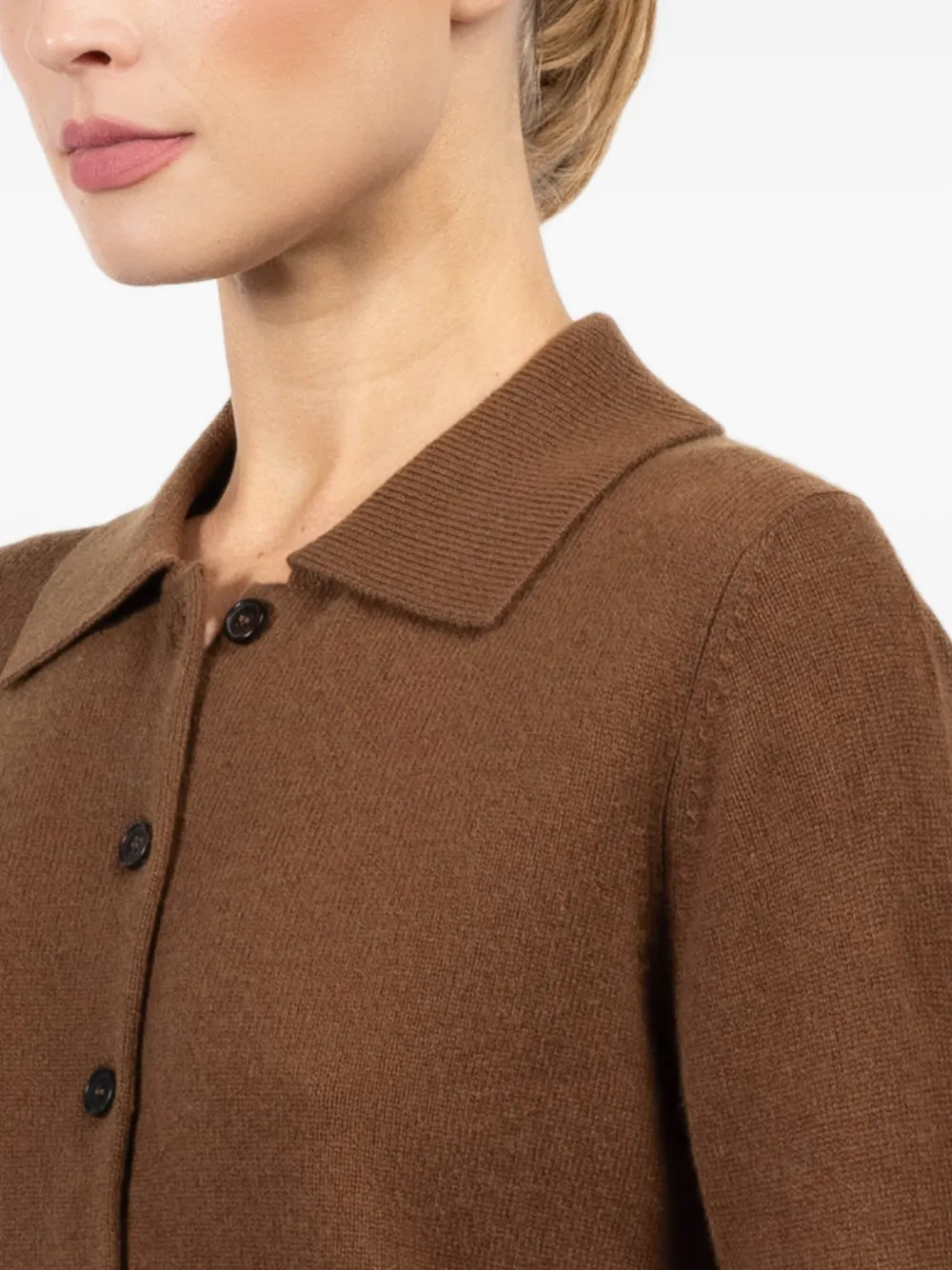 Le Kasha Buttoned Polo-neck Cardigan In Brown