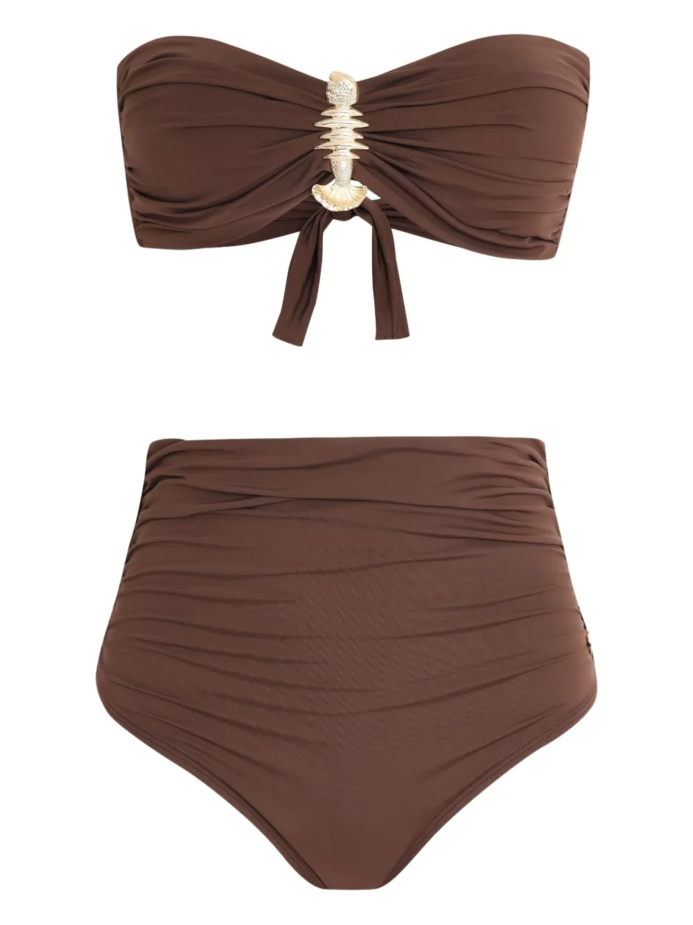 Brigitte embellished high-waisted bikini | Brown | Image 1