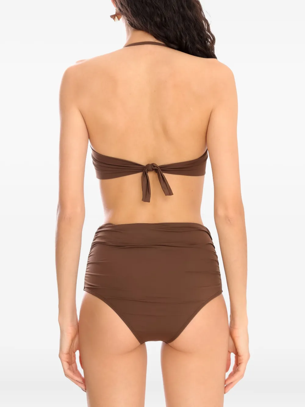 Brigitte Embellished High-waisted Bikini In Brown