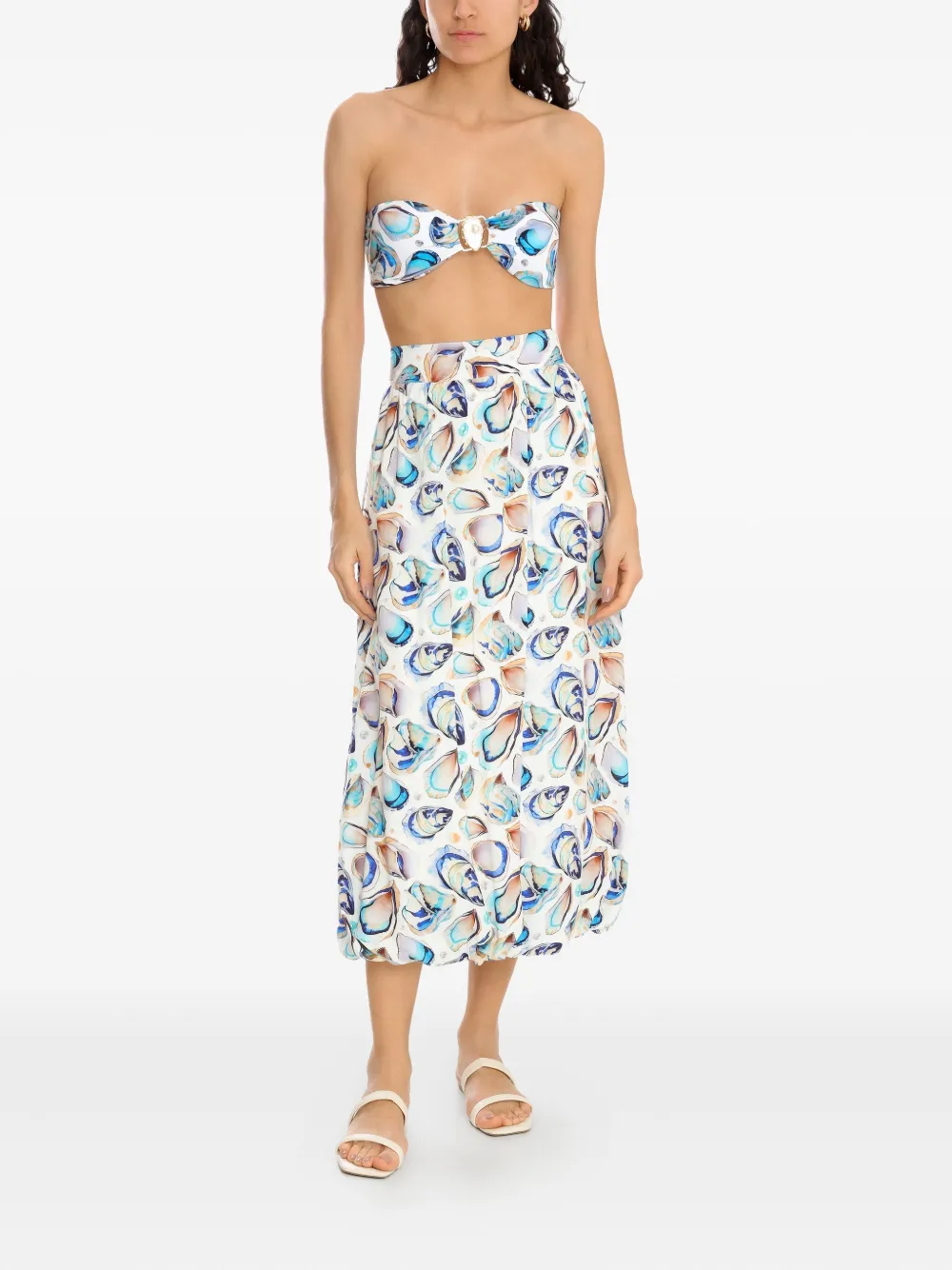 Brigitte Zahra oyster-print skirt - Wit
