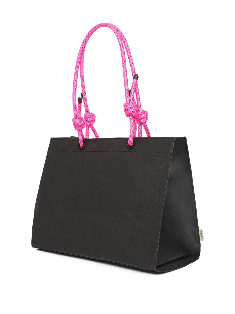 Brigitte rope-handle painted beach bag - Zwart