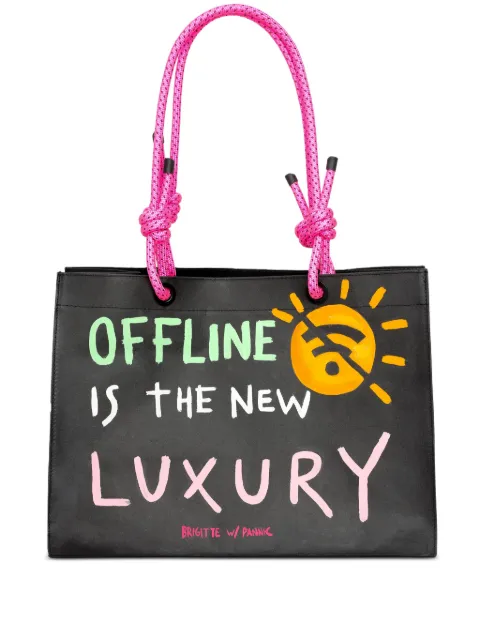 Brigitte شنطة شاطئ 'اوف لاين' بمقبض حبل ورسوم يدوية