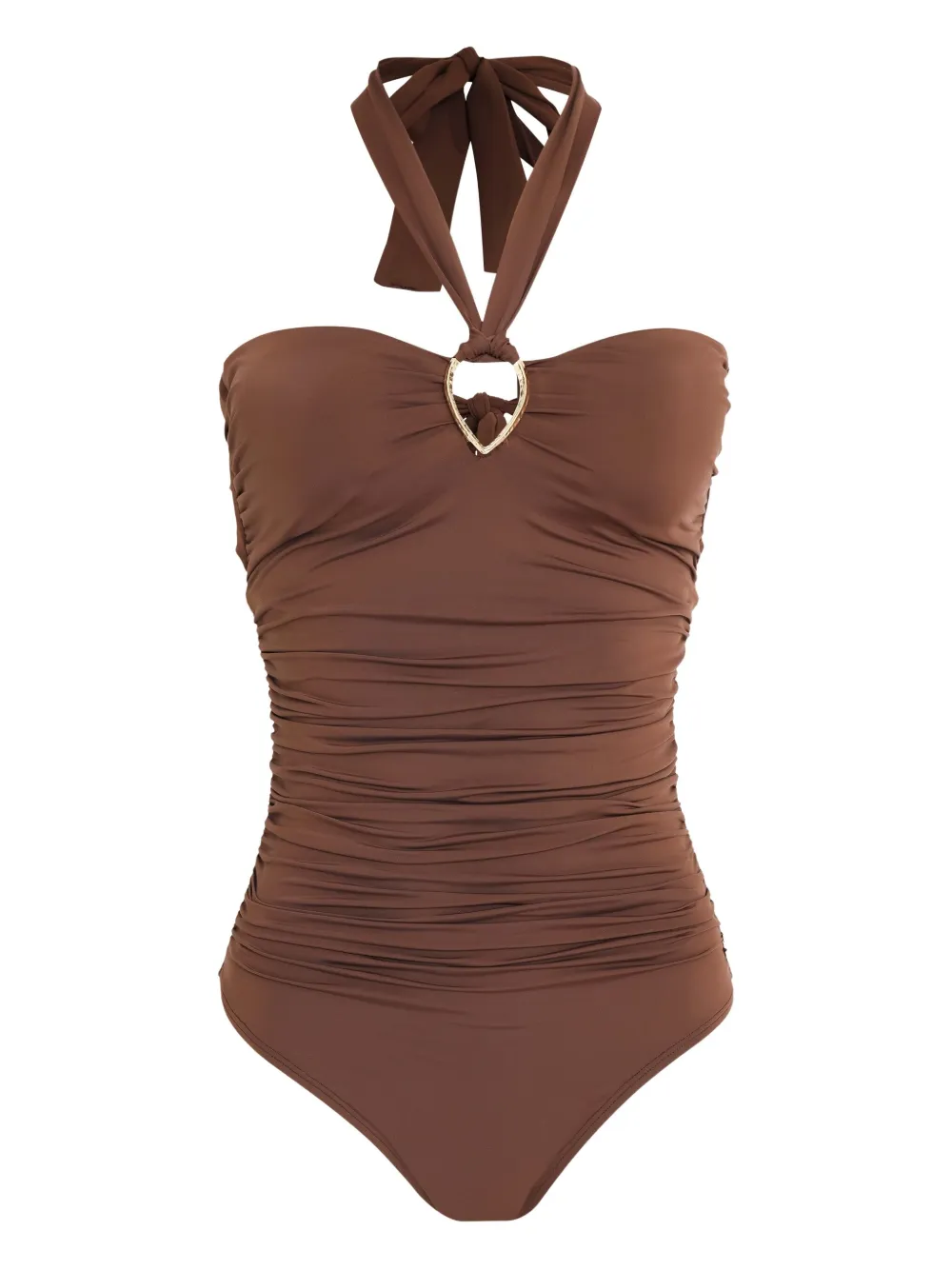 Brigitte Margareth halter-neck ruched swimsuit | Brown | Image 1