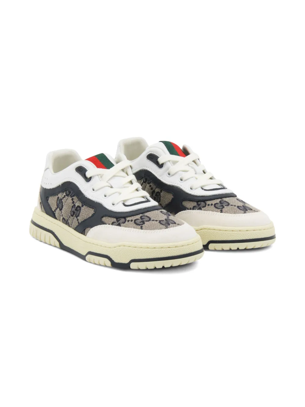 Gucci Kids Re-Web leren sneakers met GG-monogram Wit