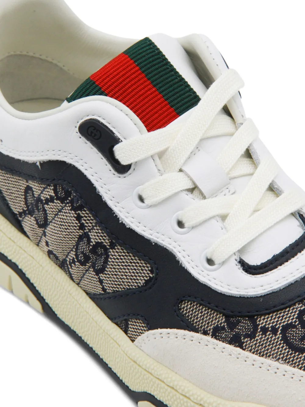 Gucci Kids Re-Web leren sneakers met GG-monogram Wit