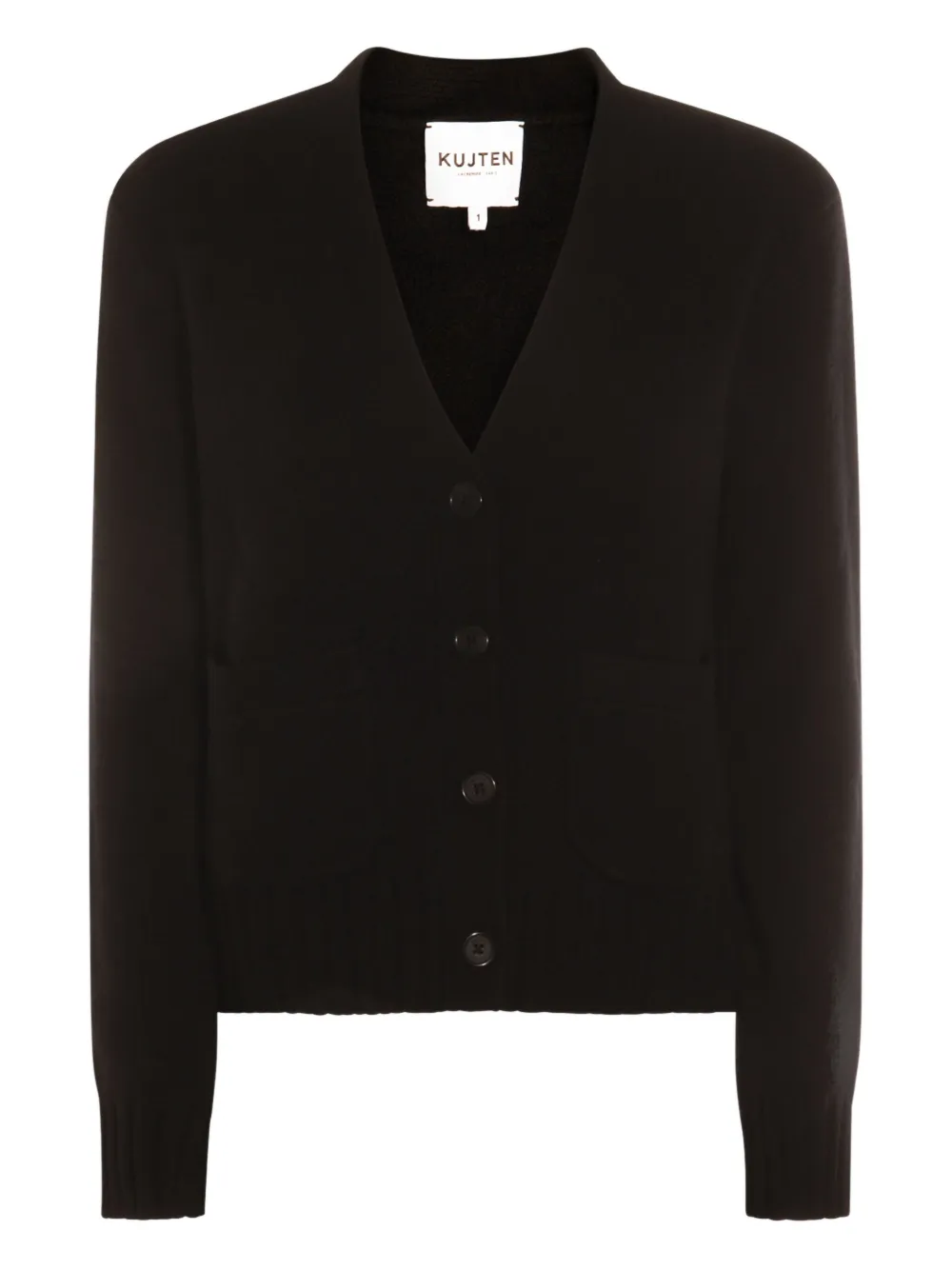 kujten patch-pocket button cardigan | Black | Image 1