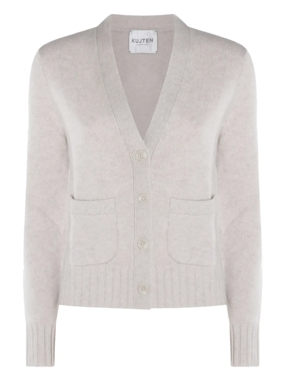 kujten Milena patch-pocket V-neck cardigan | Neutrals | Image 1