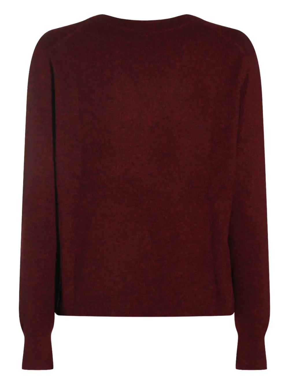 Kujten V-neck Long Sleeve Knitwear With Ribbed Cuffs And Hem In Burgundy
