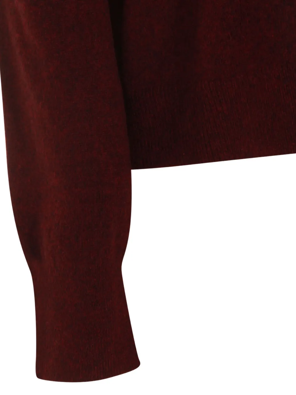 Kujten V-neck Long Sleeve Knitwear With Ribbed Cuffs And Hem In Burgundy