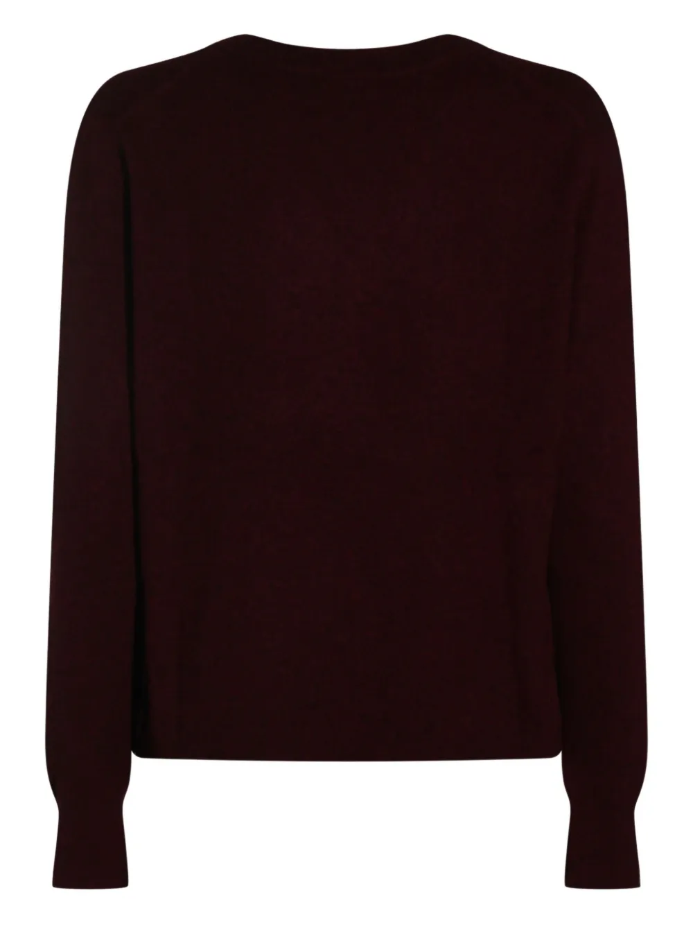 Kujten V-neck Long Sleeve Knitwear With Ribbed Cuffs And Hem In Burgundy