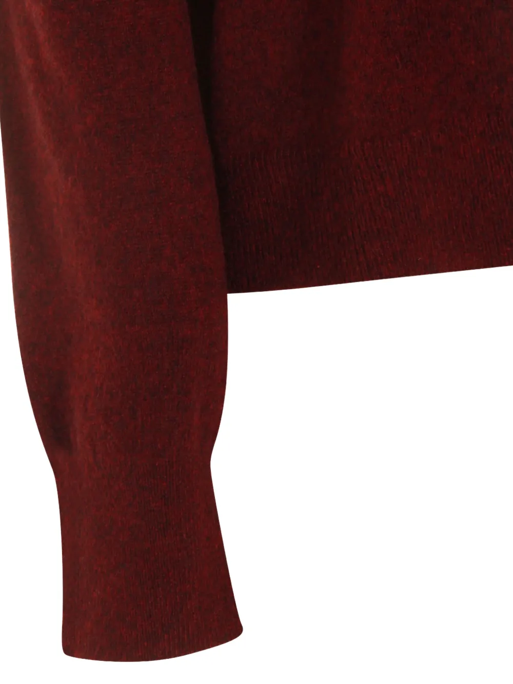 Kujten V-neck Long Sleeve Knitwear With Ribbed Cuffs And Hem In Burgundy