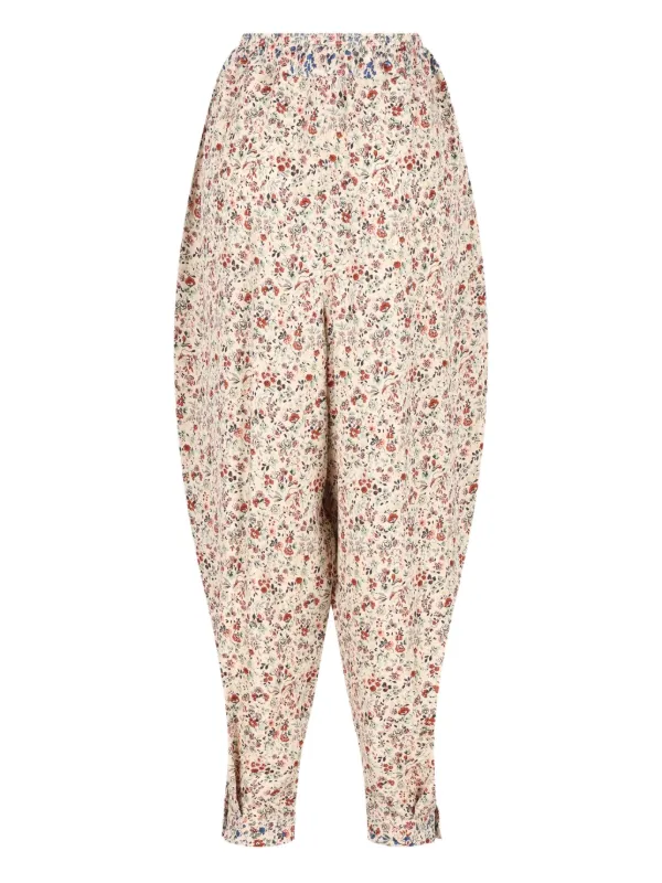 Loro Piana Emon Floral-print Pleated Trousers in Neutrals