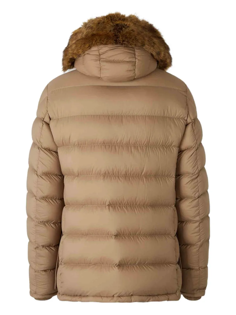 Moncler Clunye Hooded Mid-length Down Jacket In Brown