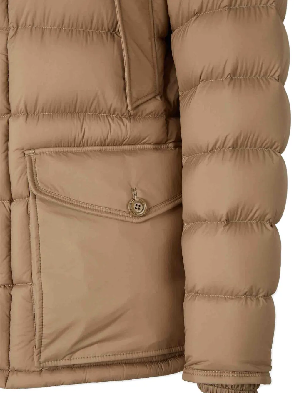 Moncler Clunye Hooded Mid-length Down Jacket In Brown