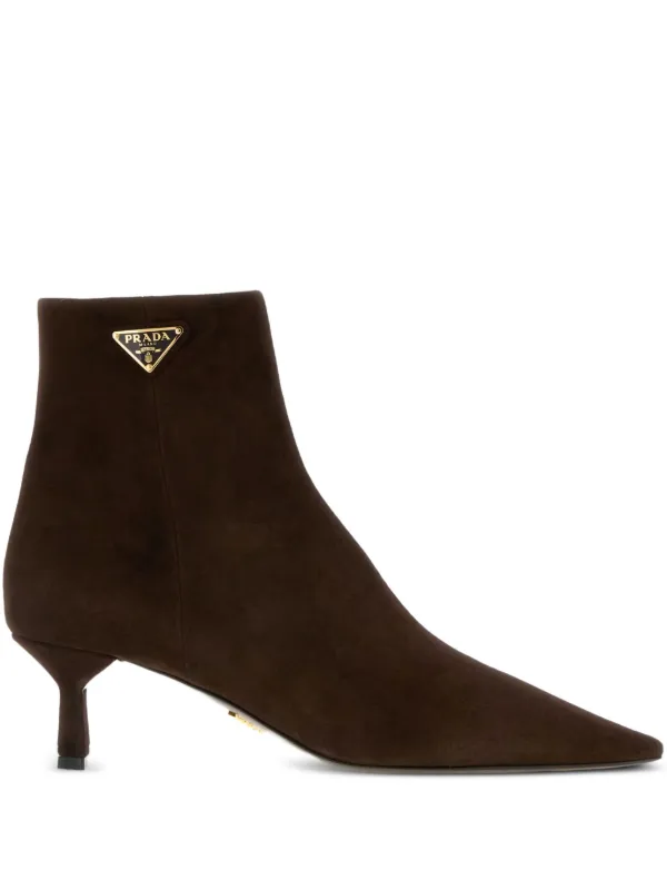 Prada 50mm Logo-triangle Boots in Brown