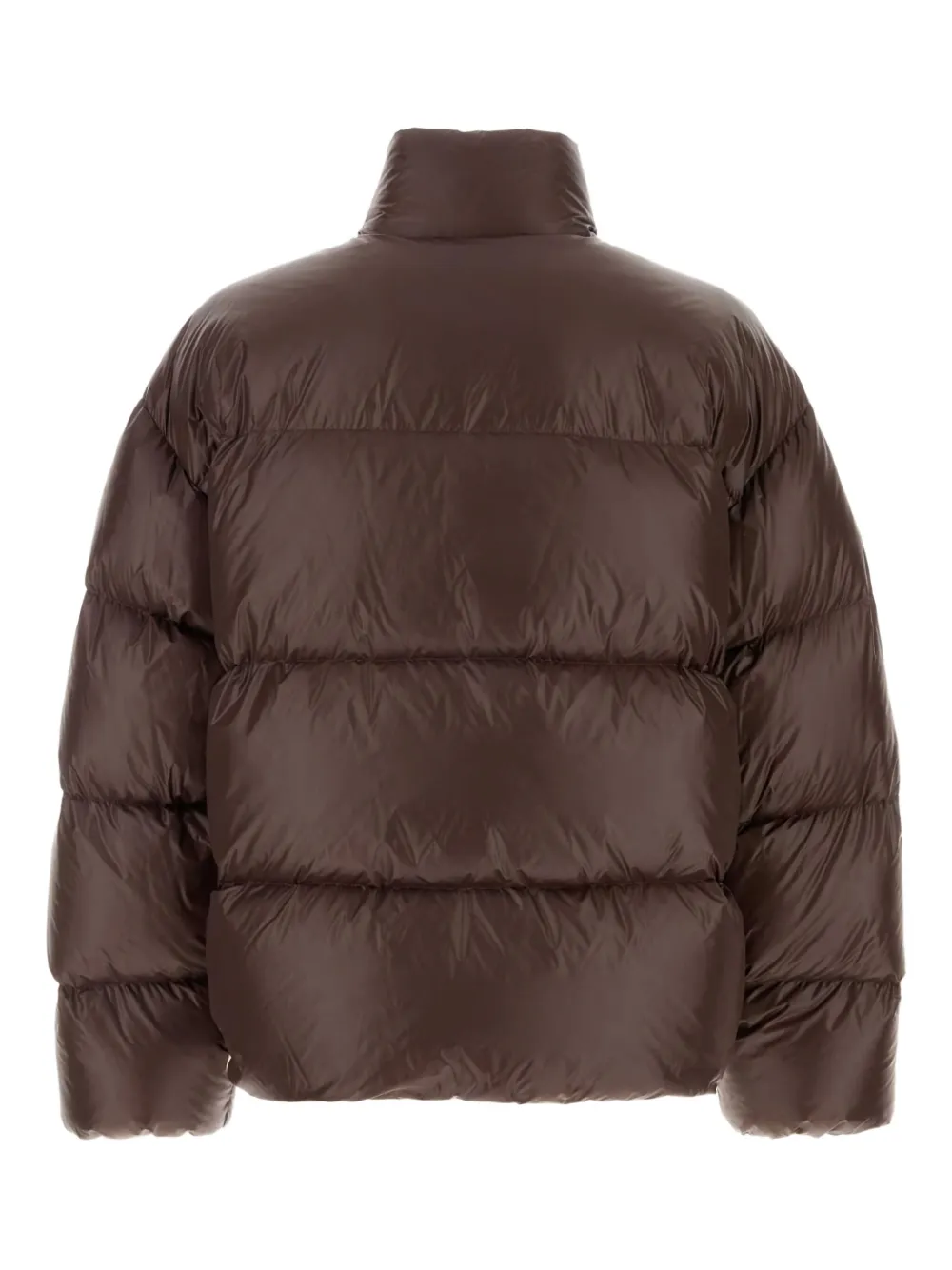 Jil Sander Nylon Down Puffer Jacket With High Collar In Brown