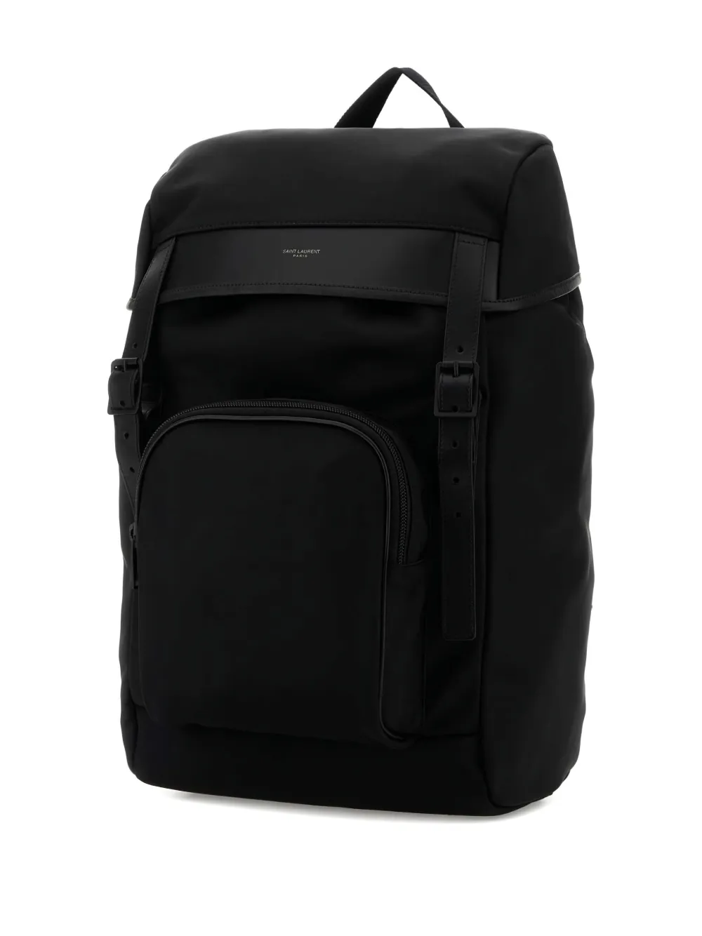  Saint Laurent Mochila City Con Ribetes En Piel - Negro 
