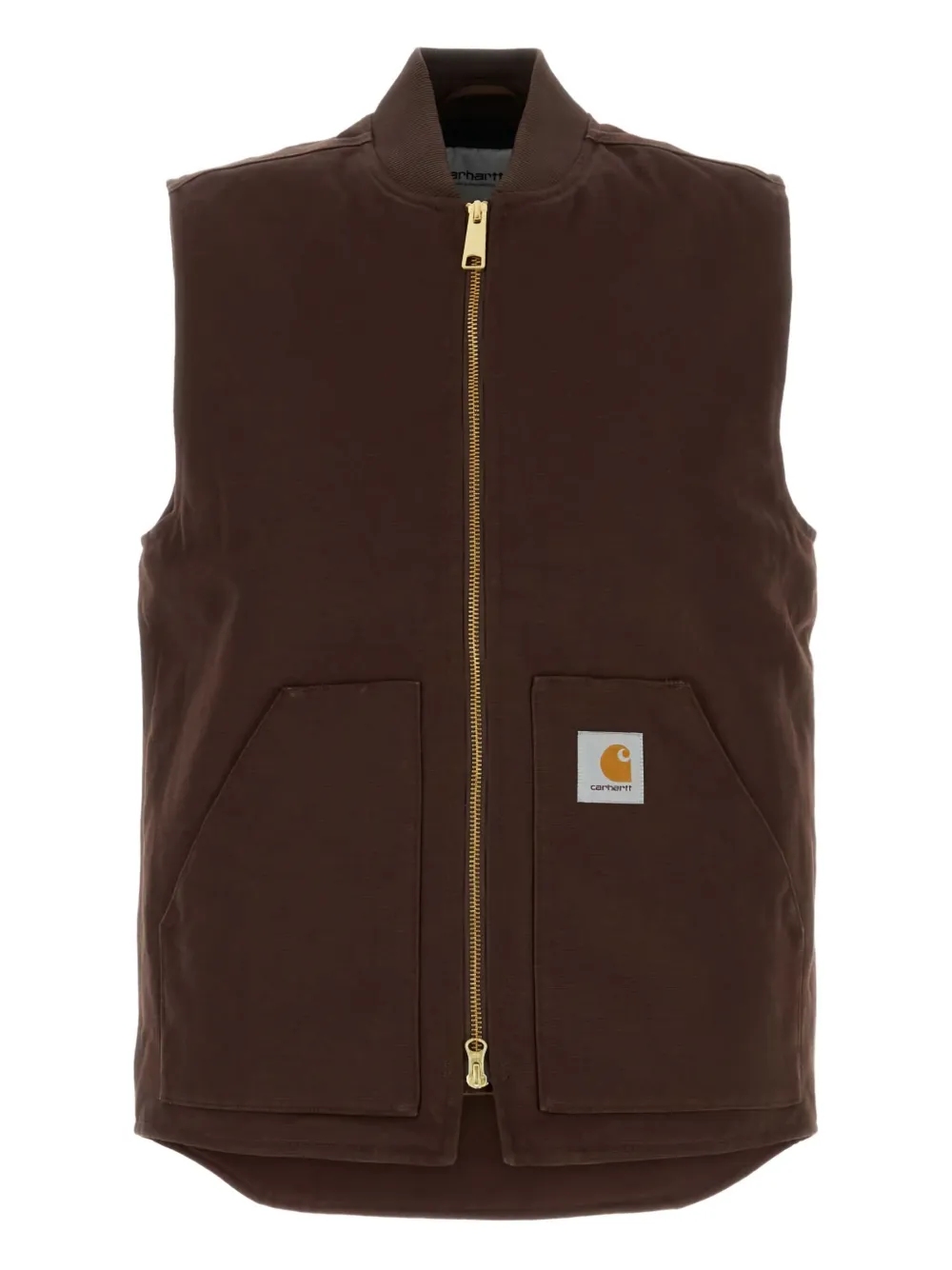 Carhartt Stylish Vest With Ribbed Collar And Front Pockets In Brown