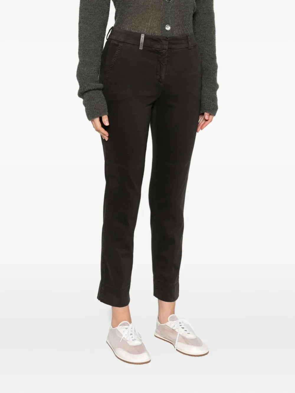 Peserico Katoenen broek met logodetail Bruin