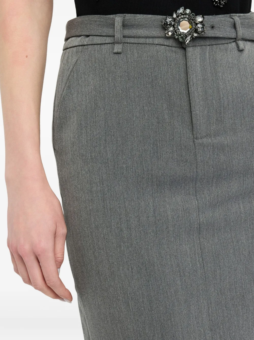 Liu •jo Midi Skirt With Bejewelled Belt In Gray
