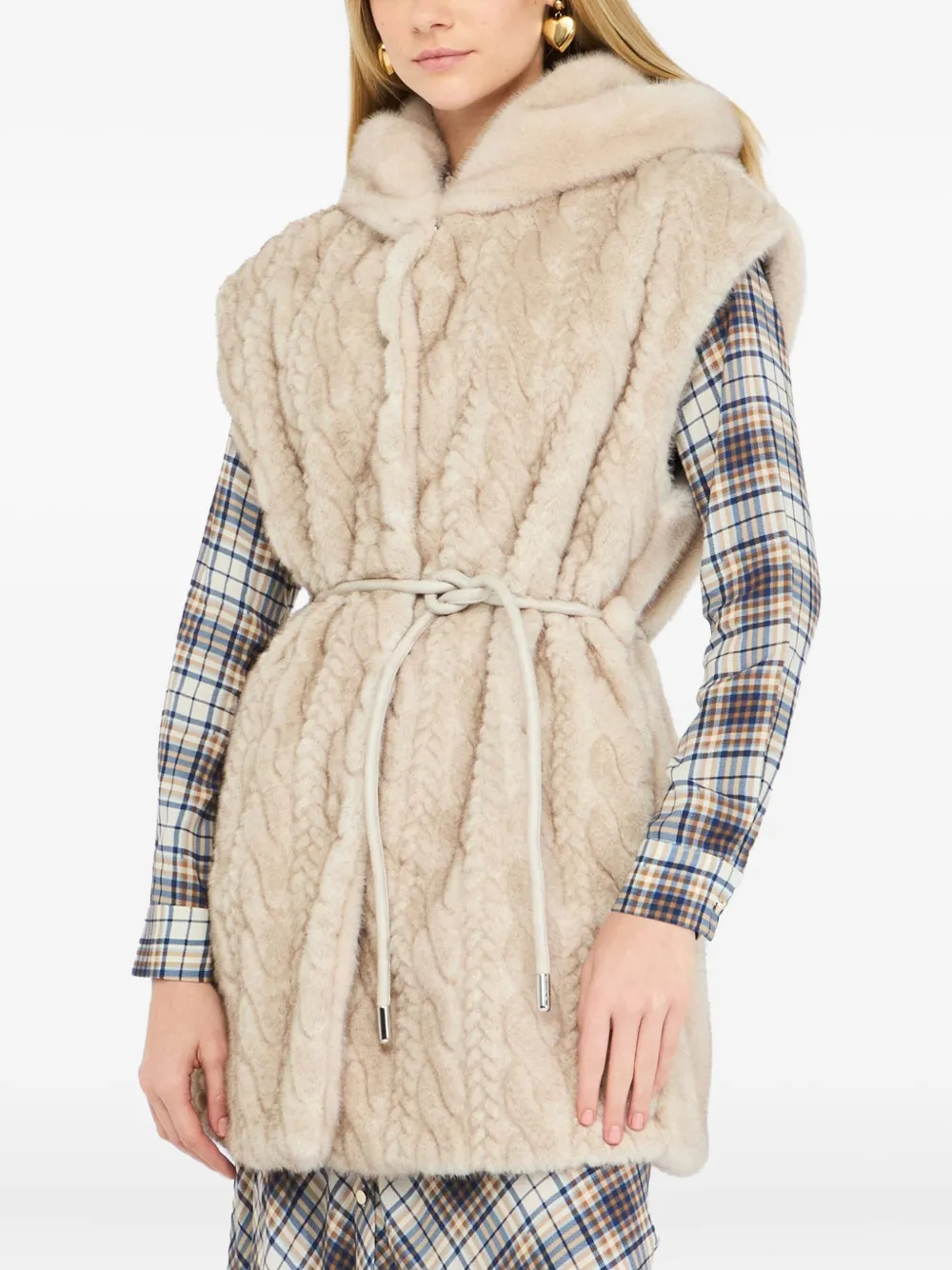Liu •jo Vest With Hood In Neutral