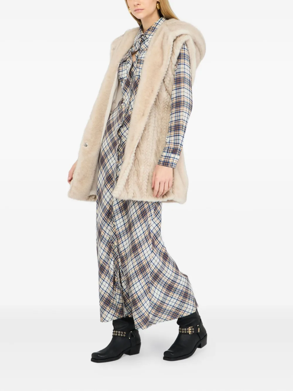 Liu •jo Vest With Hood In Neutral