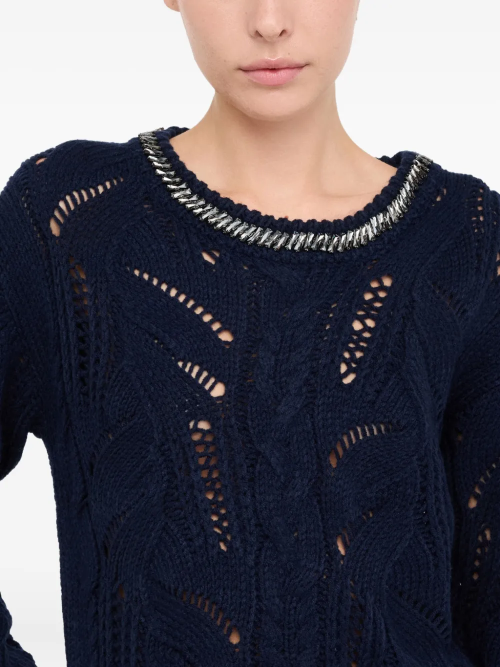 Liu •jo Openwork Gemstone Jumper In Blue