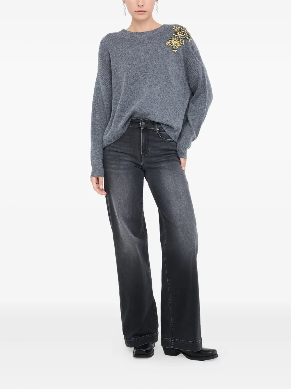 LIU JO 100% wool jumper with bejewelled embroidery | كنزات | Image 2