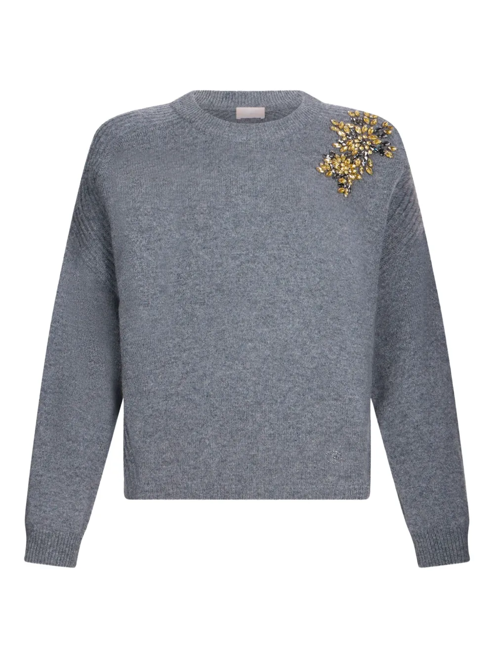 LIU JO 100% wool jumper with bejewelled embroidery | رمادي | Image 1
