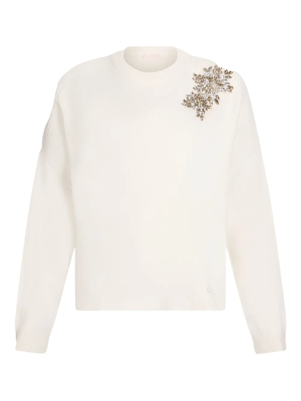 LIU JO 100% wool jumper with bejewelled embroidery | White | Image 1