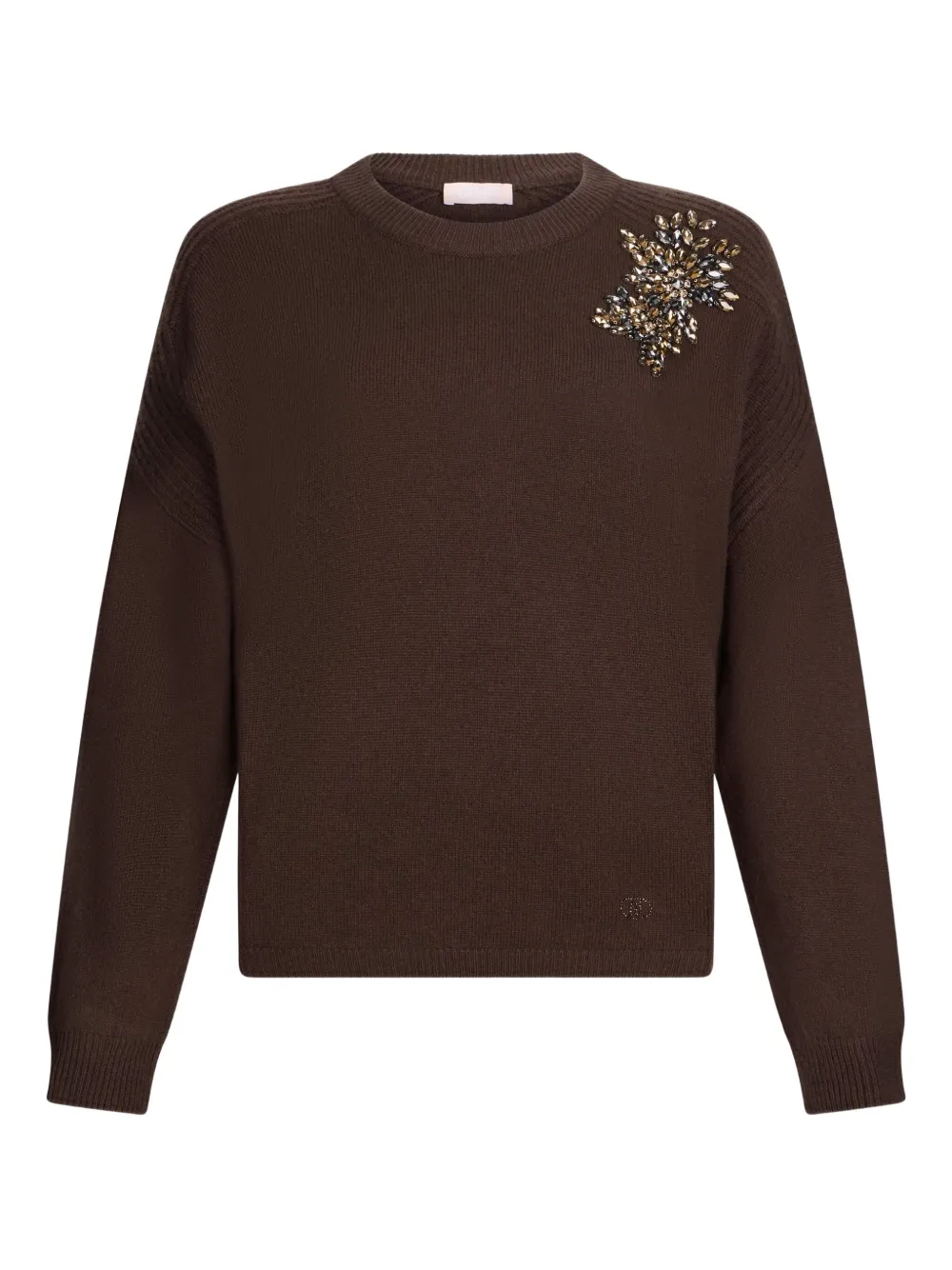 Liu •jo Jewel-embellished Jumper In Brown