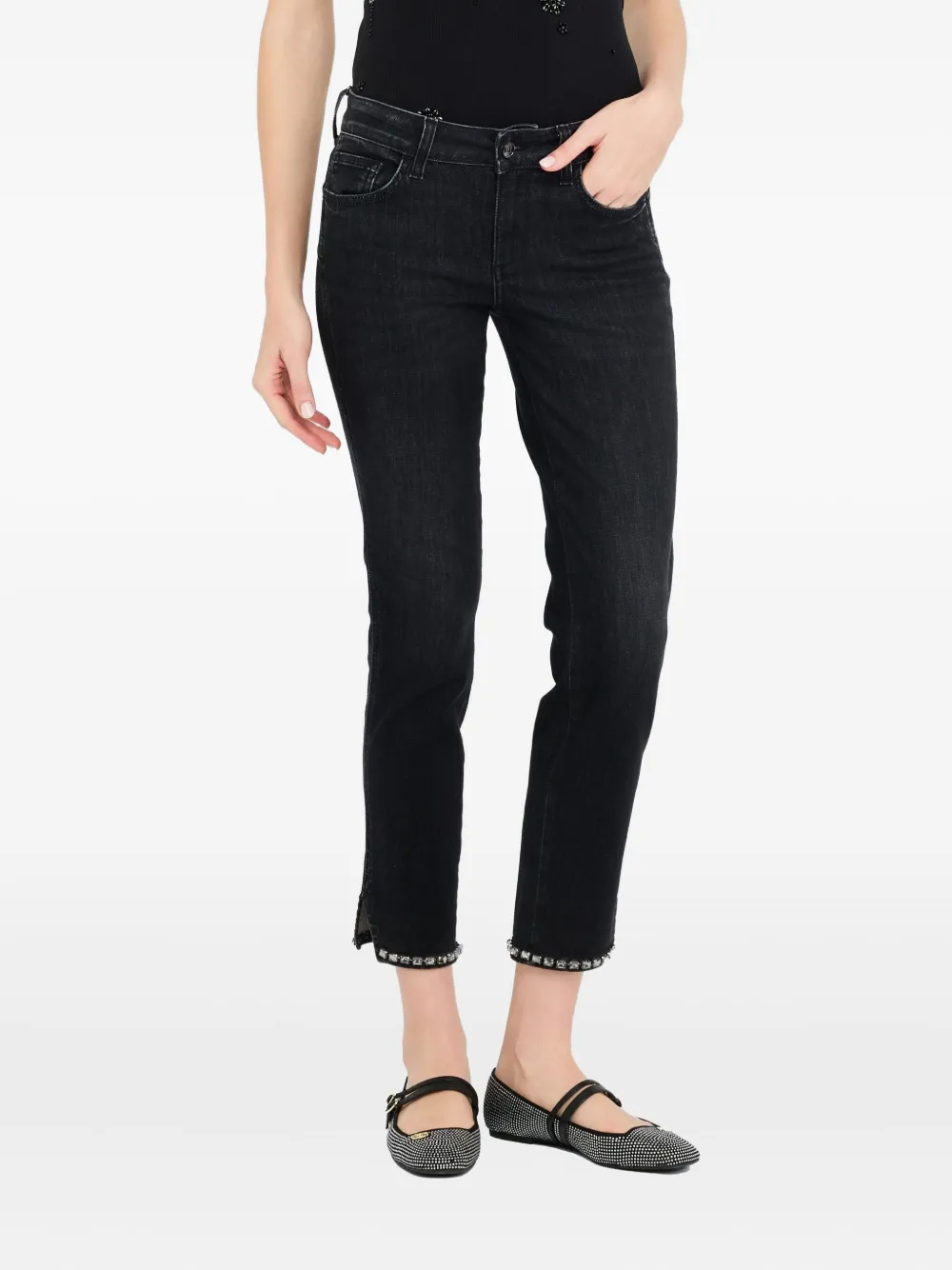 Liu •jo Bottom Up Skinny Jeans In Black