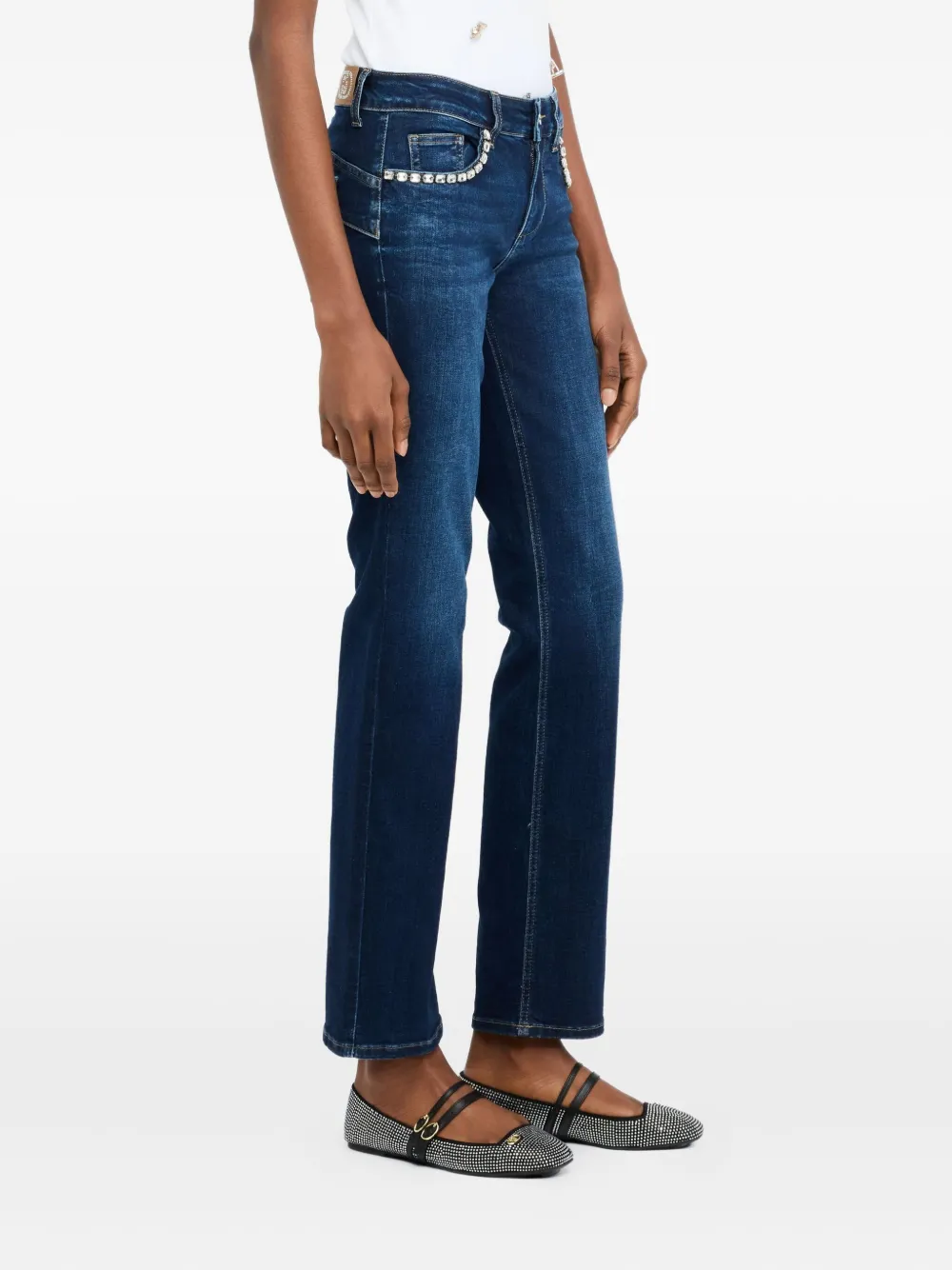 Liu •jo Slim Jeans With Gemstones In Blue