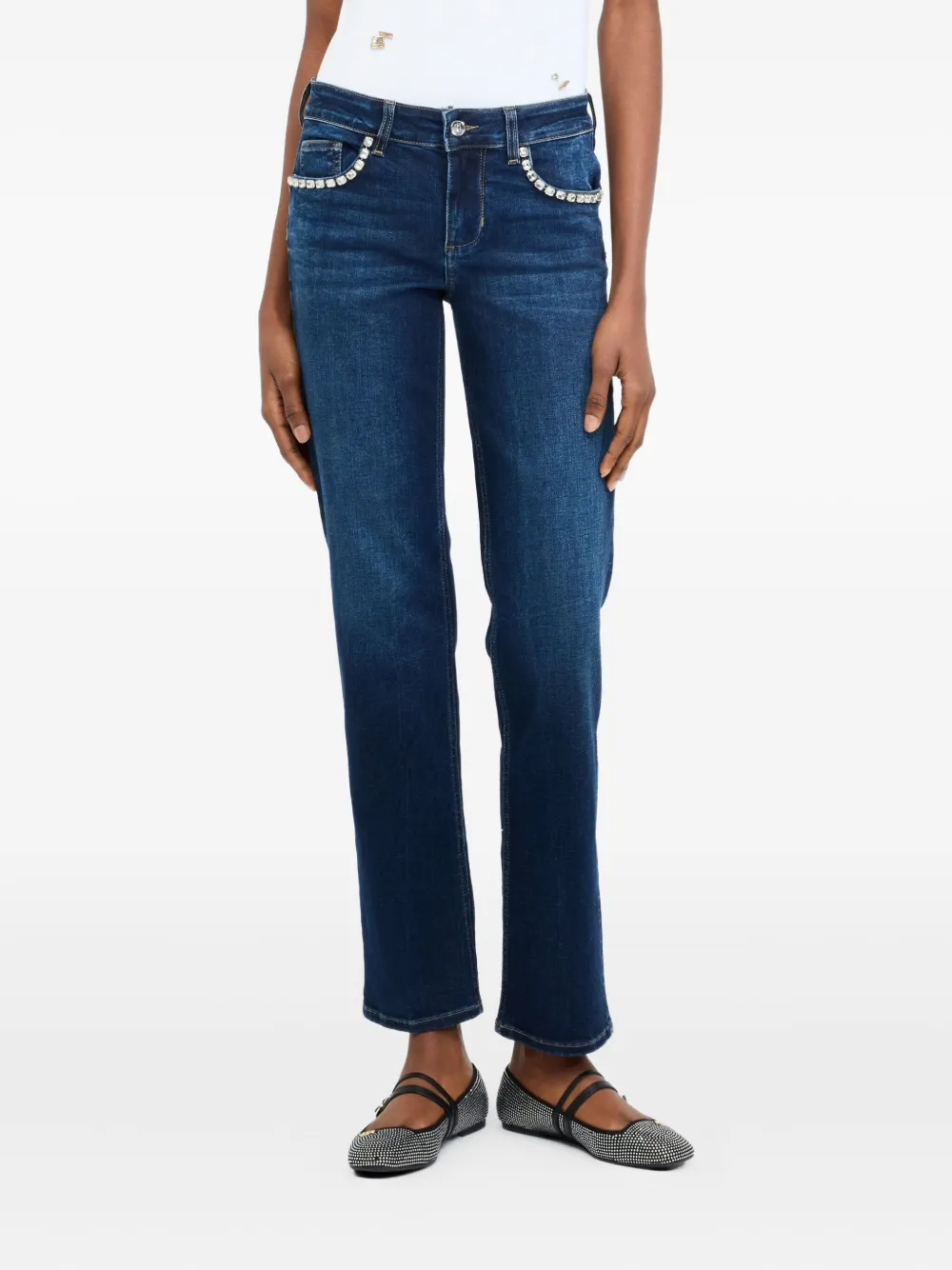 Liu •jo Slim Jeans With Gemstones In Blue