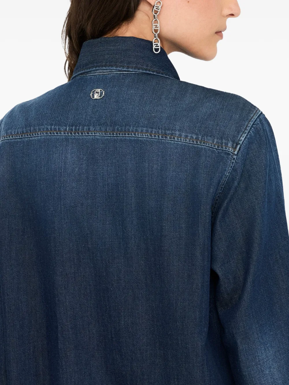 Liu •jo Denim Shirt With Lace In Blue