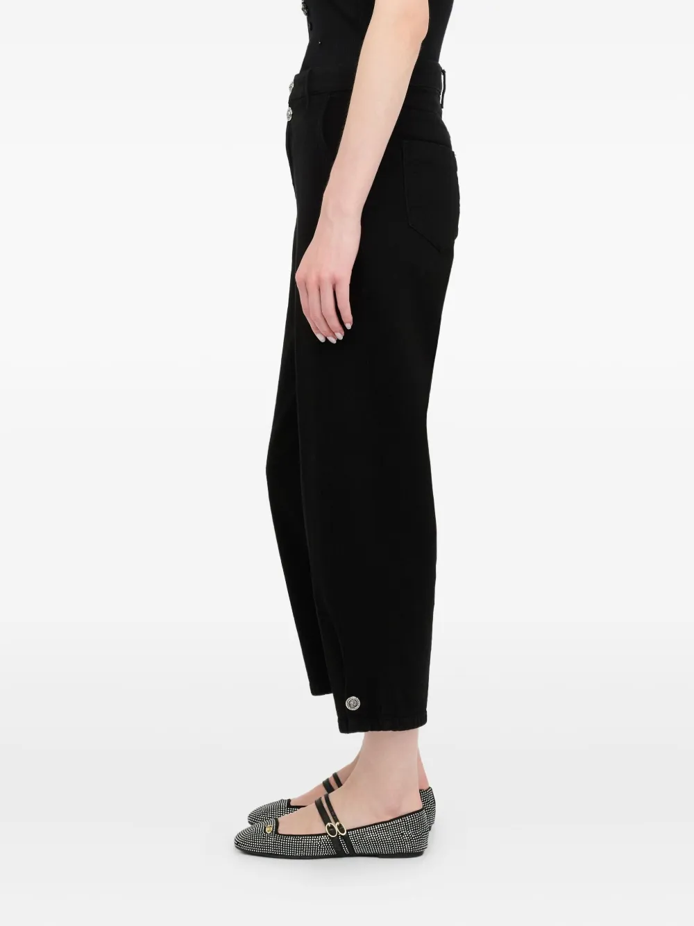 Liu •jo Cropped Balloon Jeans In Black